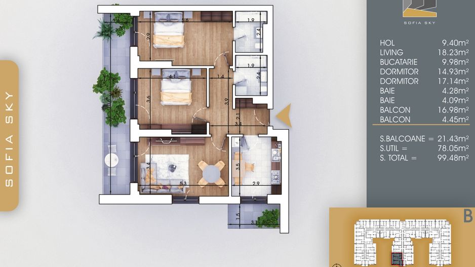 Apartament 3 camere decomandat  Titan Pallady  7 min Metrou Nicolae Teclu - Schiță 2