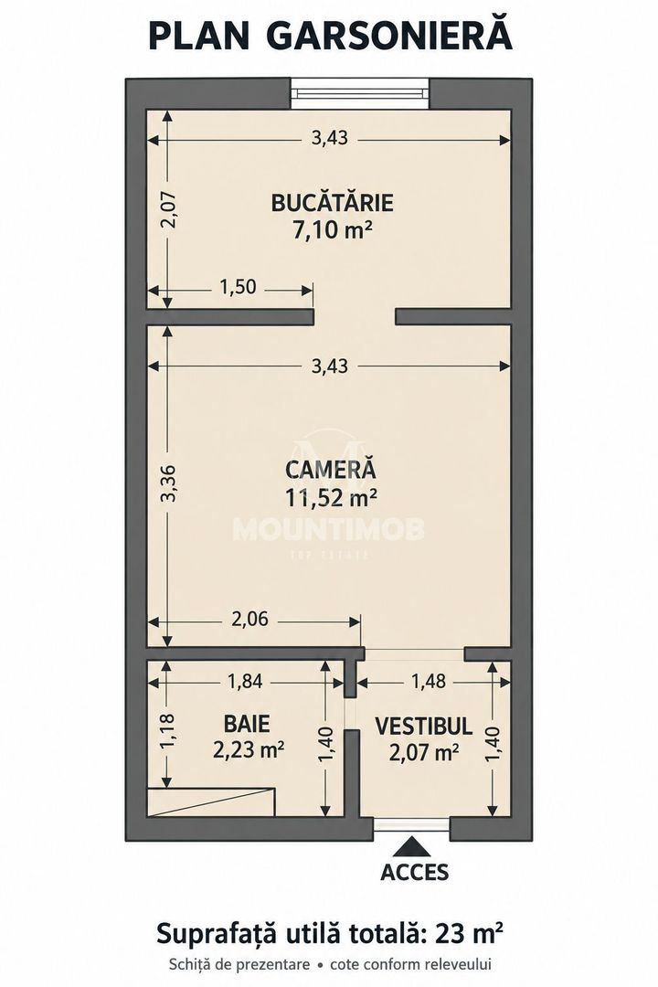 Garsonieră renovată și mobilată | Etaj 3/4 | Tractorul/Brașov - Schiță 7
