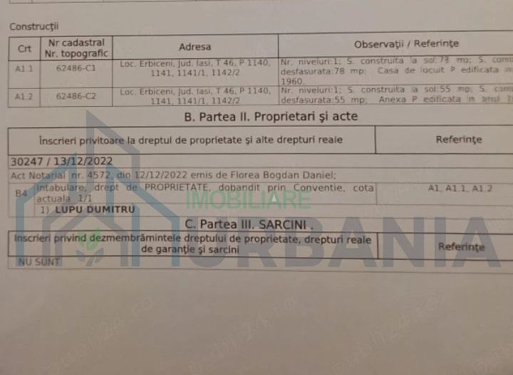 Teren intravilan intabulat cu casă bătrânească, Erbiceni, Iași - Poză 3
