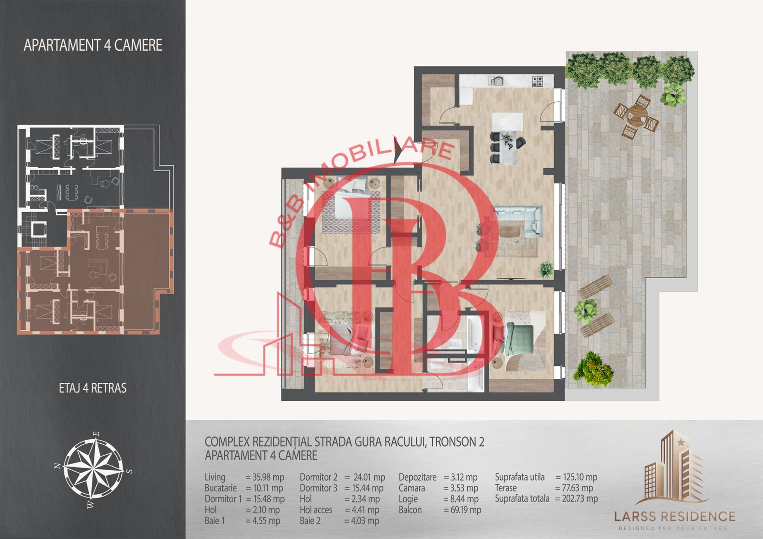 4 camere cu terasa 700 metri de  Metrou Nicolae Teclu - Schiță 12
