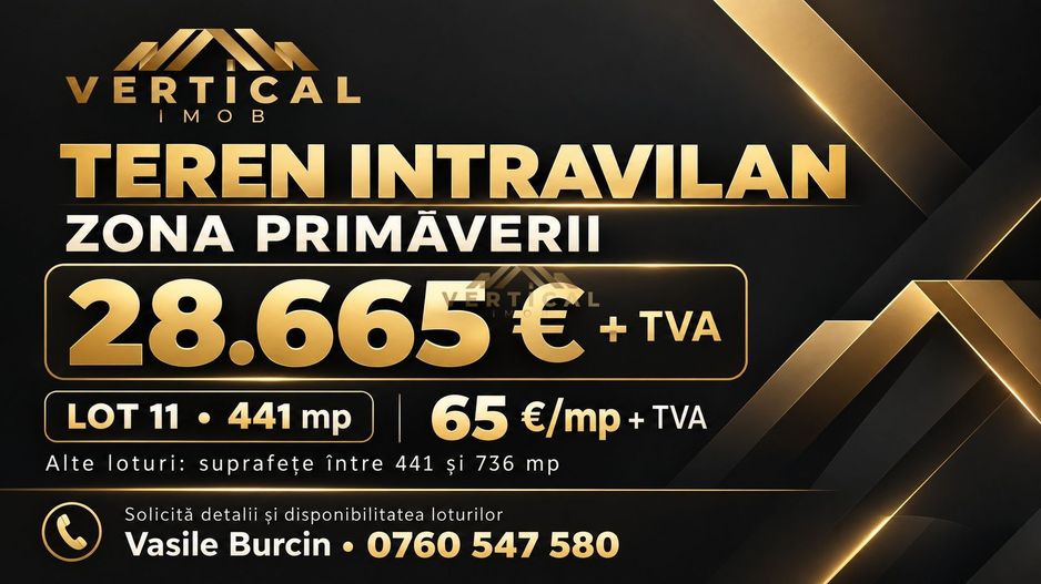 Teren intravilan 441 mp | Zona Primăverii | 30,870 € + TVA - Poză 3