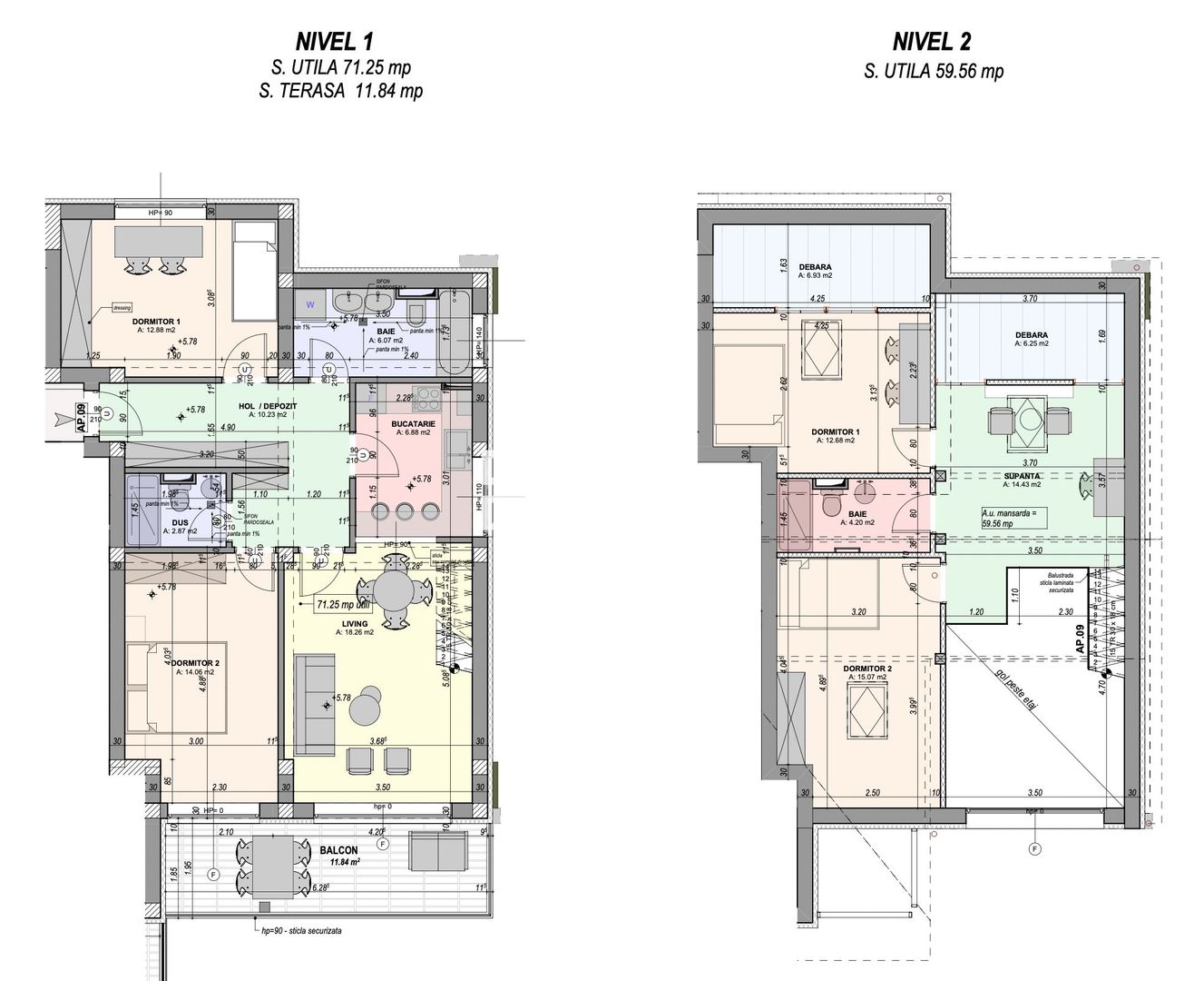 Penthouse 5 camere | 131 mp | 3 băi | aer condiționat inclus | Cristian - Schiță 12
