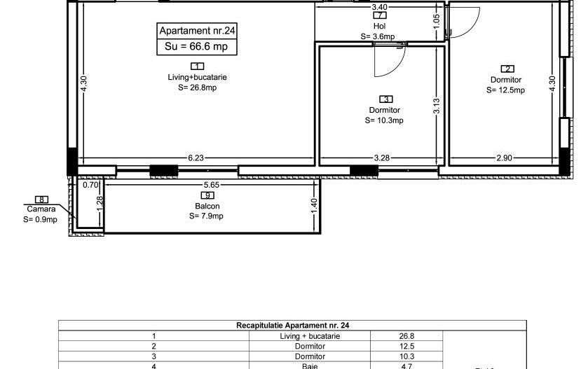Ap 24 Teilor Residence - 3 camere - Schiță 29