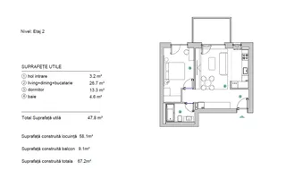 Vanzare - apartament 2 camere - NOU - 2026 - Avalon Estate-Pipera - Schiță 12