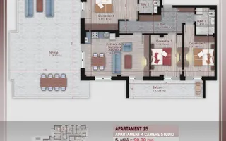 Apartament 4 camere | Parcare inclusa | Terasă 71,50 mp | Comision 0% - Schiță 12