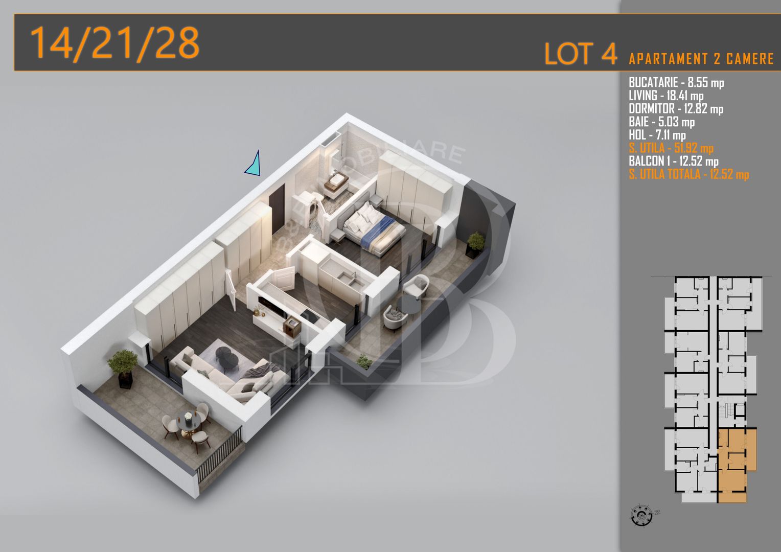 Apartament 2 camere Theodor Pallady-Metrou Nicolae Teclu - Schiță 8