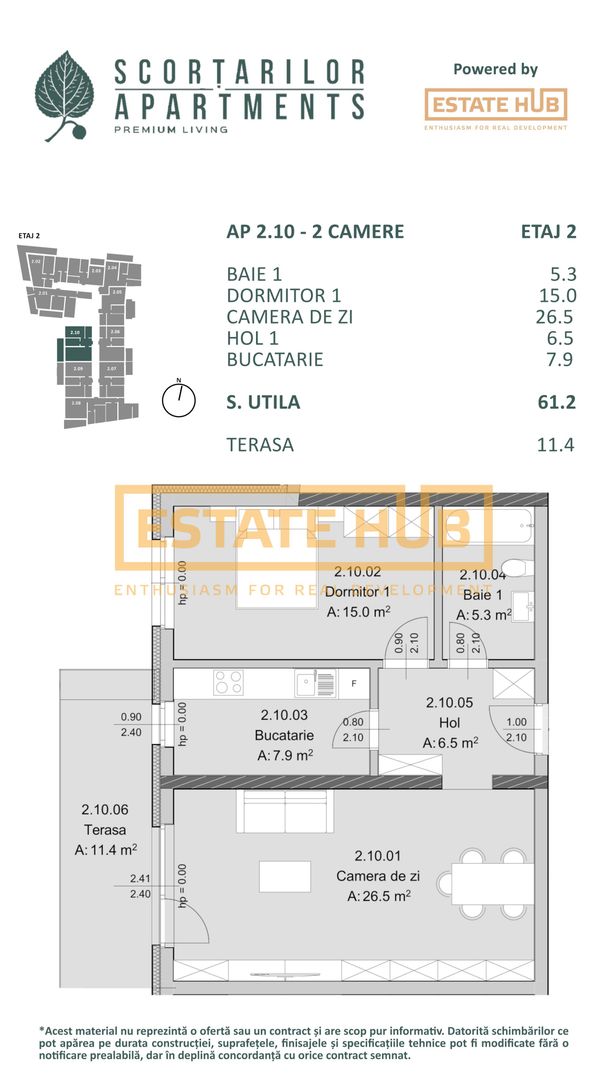 Apartament nou 2 camere Zona Centrala | Comision 0% - Poză 2