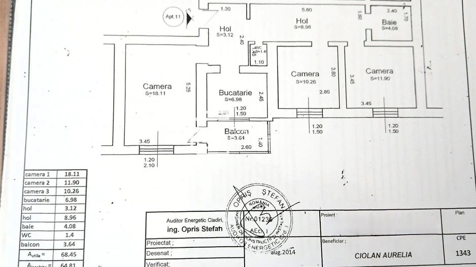 Apartament 3 camere  - mobilat  – etaj 2 – zona Terezian, Sibiu - Schiță 14