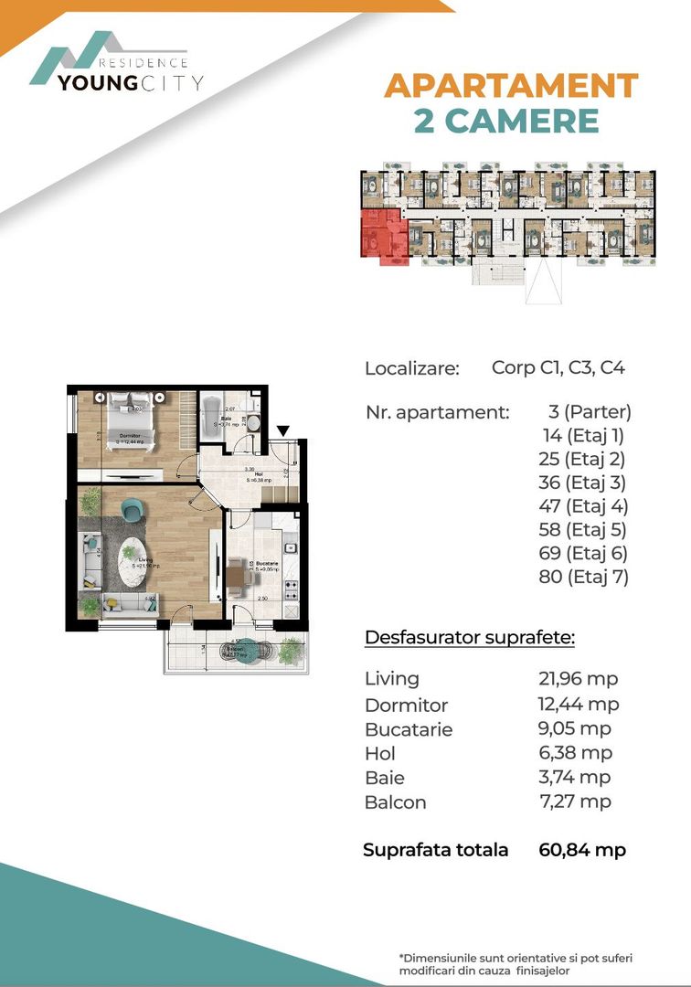 Ap 2 cam decomandat, spatios, 2 minute de pasarela Popești, pret promo - Poză 5
