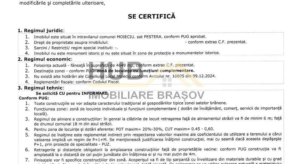 Teren Moieciu zona Pestera cu PUZ si utilitati | 4.649mp - Poză 9