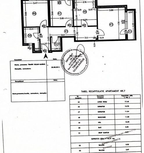 3 Camere Demisol 2 Balcoane Mobilat | Apusului Residential 2014 - Schiță 8