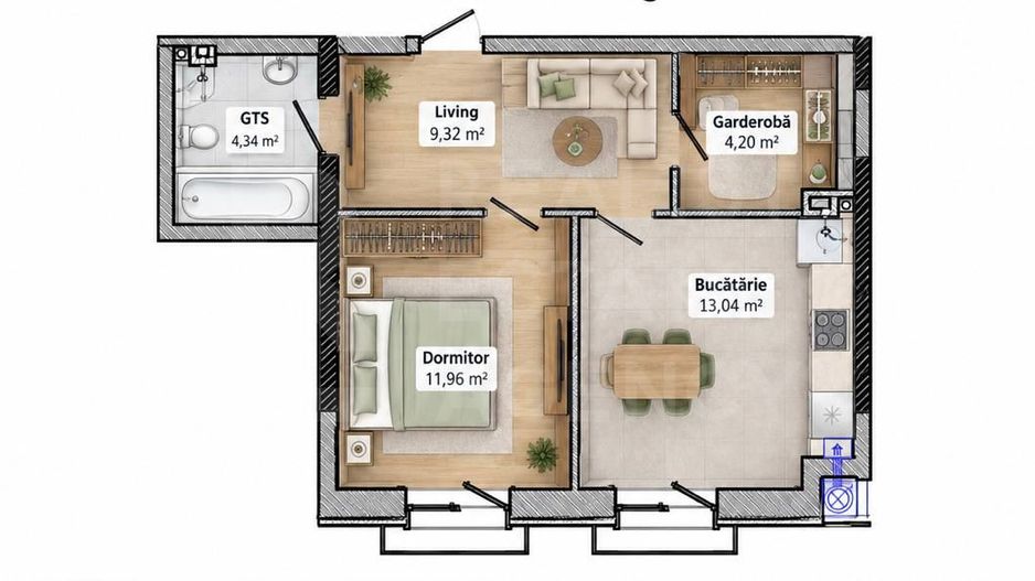 Vânzare, apartament, 1 cameră, str. Independenței, Botanica - Poză 2