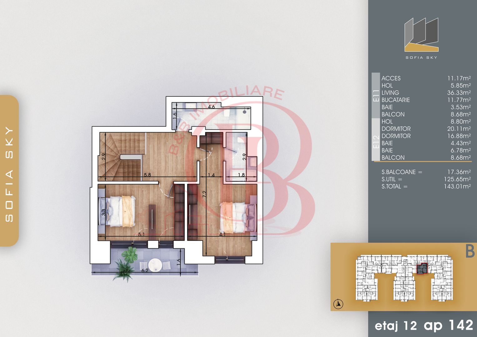 3 camere tip Duplex Living 36mp Mutare Rapida 7min metrou - Schiță 5