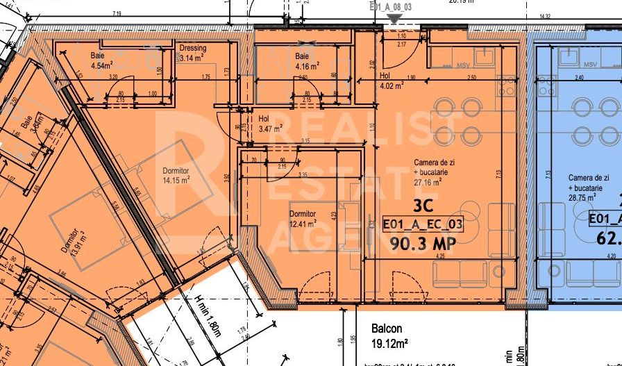 Vânzare, apartament 2 dormitoare, vedere spre lac, One Lake District - Schiță 7