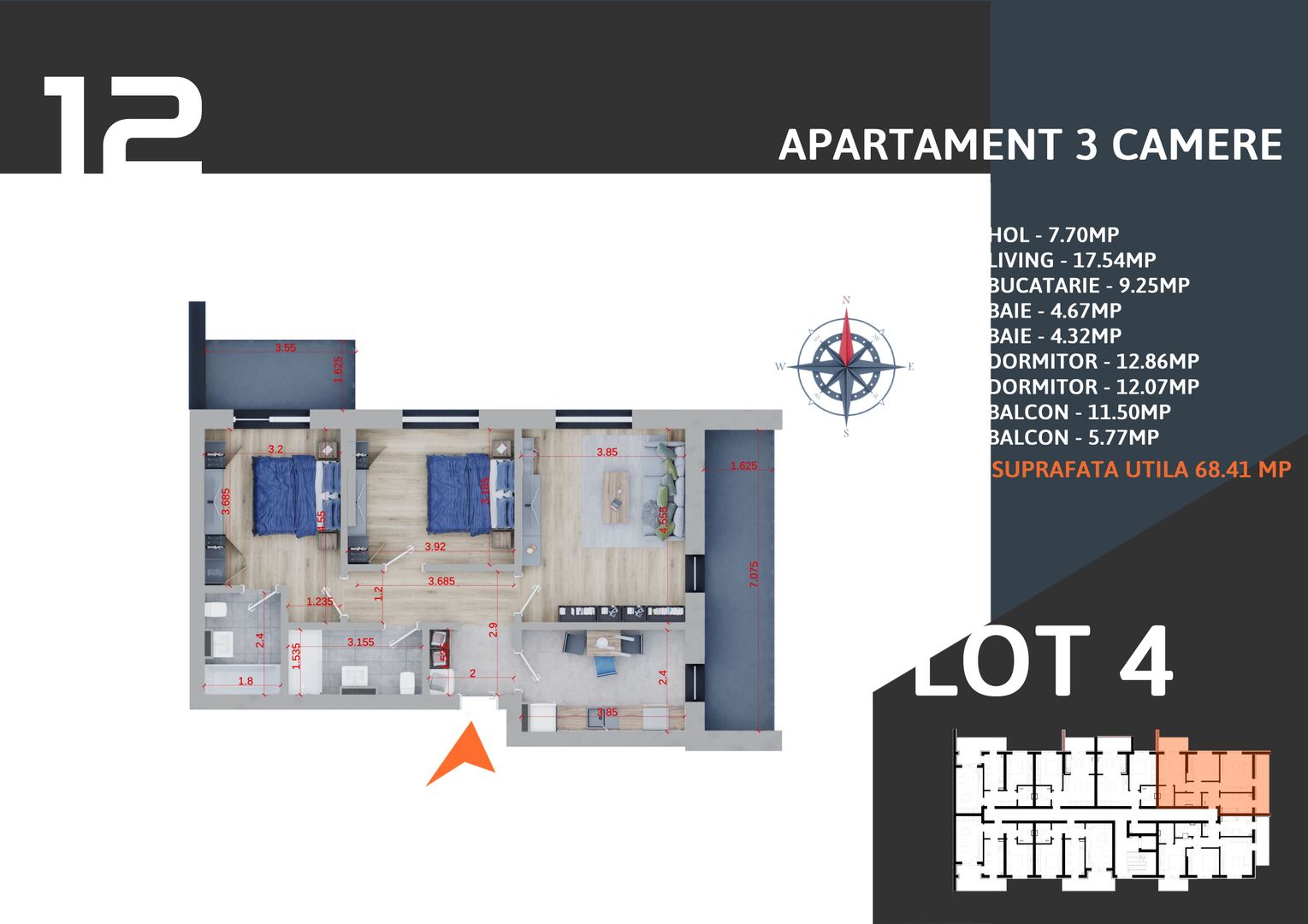 3 camere Titan  Pallady Metrou Nicolae Teclu - Schiță 10