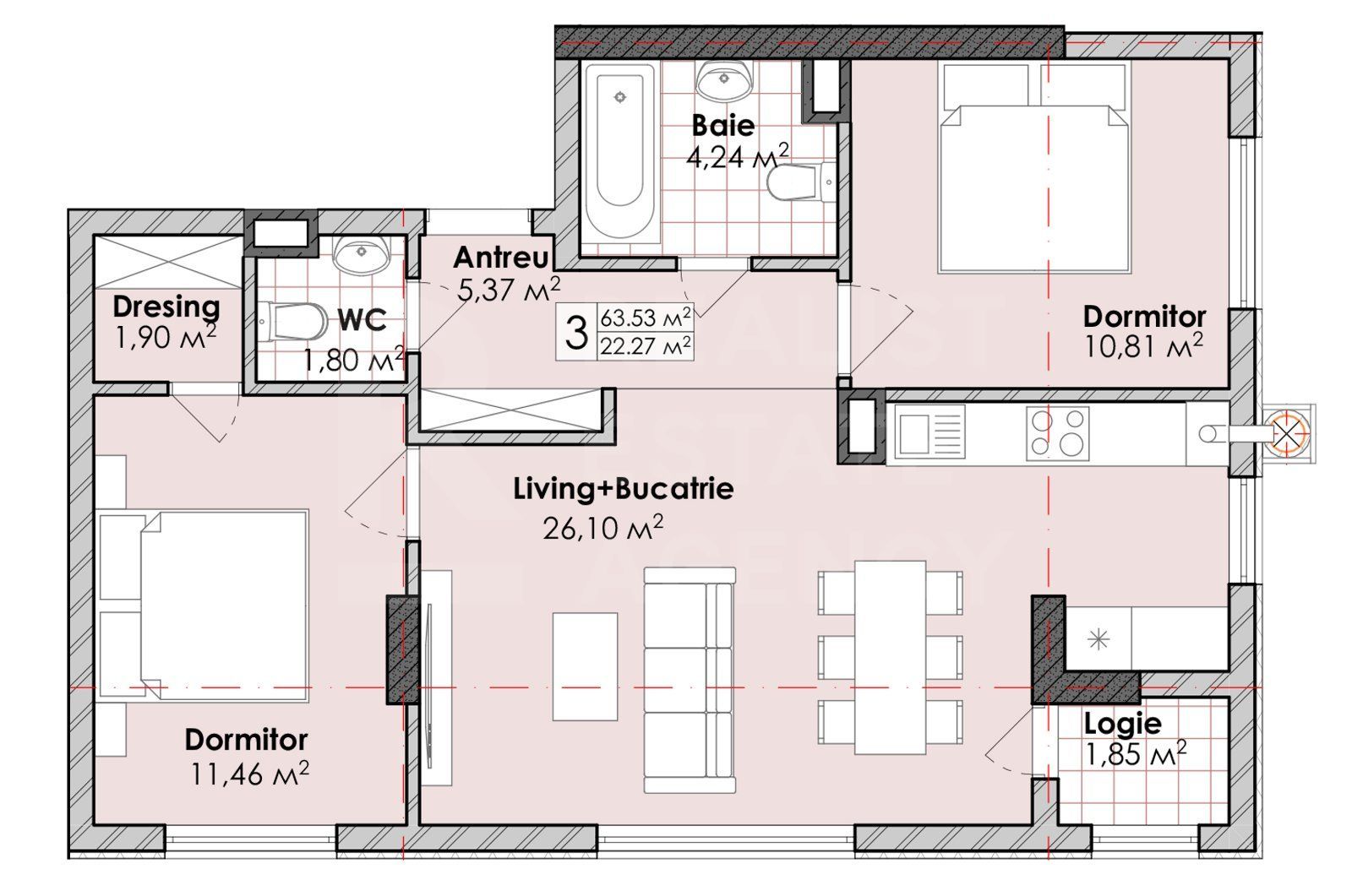 Vânzare, apartament, 2 camere + living, strada Soarelui, Botanica - Poză 2