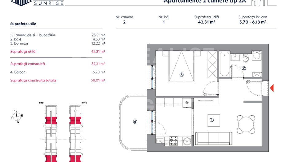 Продажа, квартира, 2 комнаты, HILS Sunrise, Бухарест - Poză 3