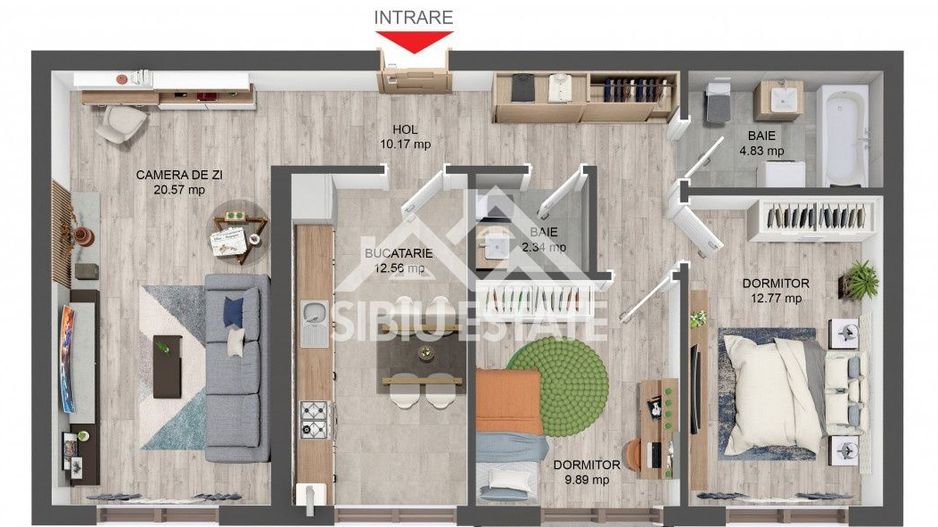 Apartament cu 3 camere, 2 bai, boxa 20 mp. loc de parcare -Finisat la cheie - Poză 2