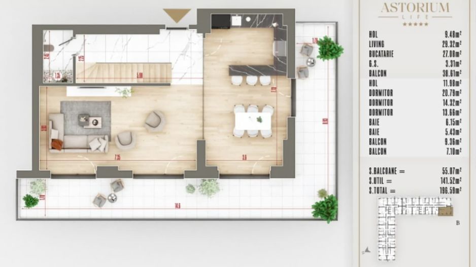 PENTHOUSE PESTE 141MP. UTILI IN PROIECTUL ASTORIUM LIFE! - Poză 3
