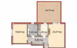 Apartament 2 camere decomandate, cu terasă de 26 mp | Andrei Mureșanu Sud - Poză 2