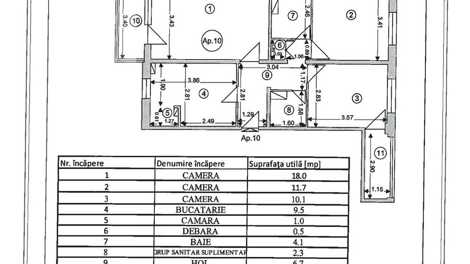 Apartament decomandat cu 3 camere in Florilor, strada Crinului - Schiță 26