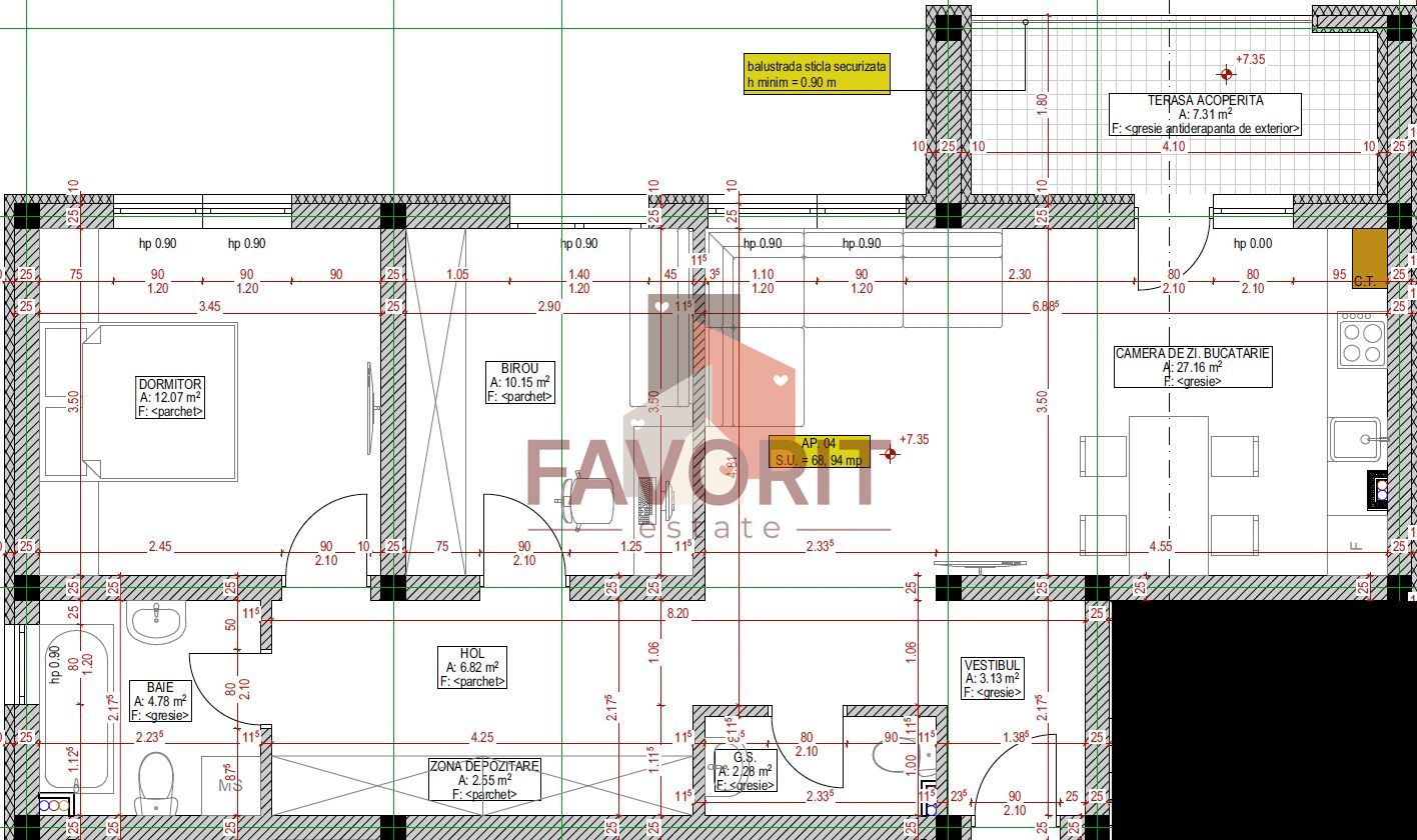 Etaj 2. Finisaje la alegere. 2 locuri parcare - Schiță 16