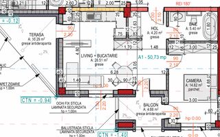 2 camere | 50,73 mp utili | Balcon și terasă | Terra Gardens - Schiță 3