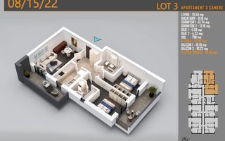 Apartament 3 camere Titan Th. Pallady-Sector 3-Metrou Teclu - Schiță 2