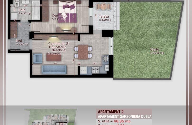 2 camere -gradina proprie Metrou Nicolae Teclu - Schiță 10