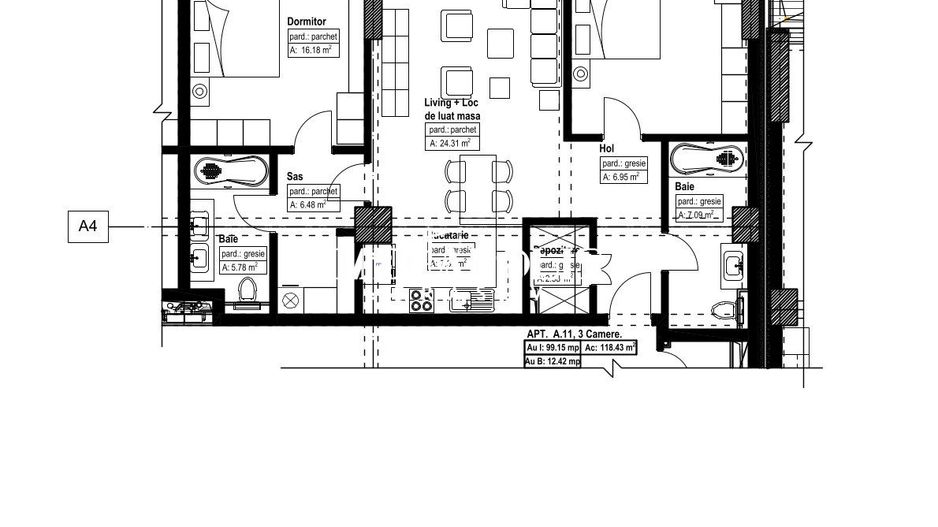 Apartament cu 3 camere | Noua | 100 mp Utili - Poză 3