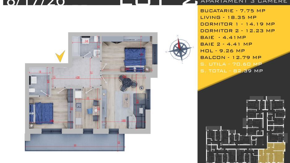 3 camere Parcare Bonus Titan Pallady Pret Promo de Lansare - Schiță 9