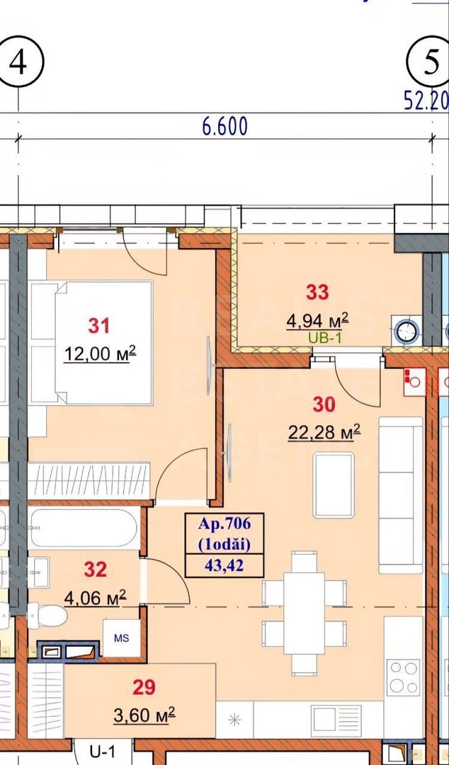 Vânzare, apartament, 1 dormitor și living, bd. Dacia, Botanica - Poză 2