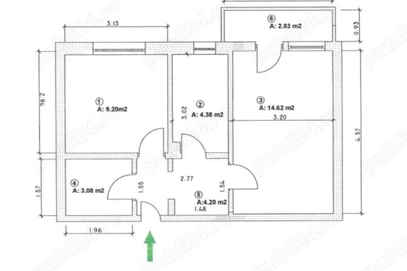 Apartament 2 camere. Bld. Brancoveanu, Zona Huedin. Loc parcare. - Poză 9
