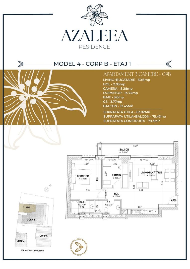 Apartament 3 camere nou,  Pta-Unirii AP09B - Poză 2