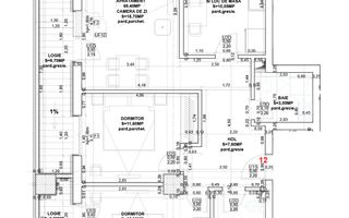 Apartament 3 camere, 2 bai, balcon mare - Sibiu - Schiță 18