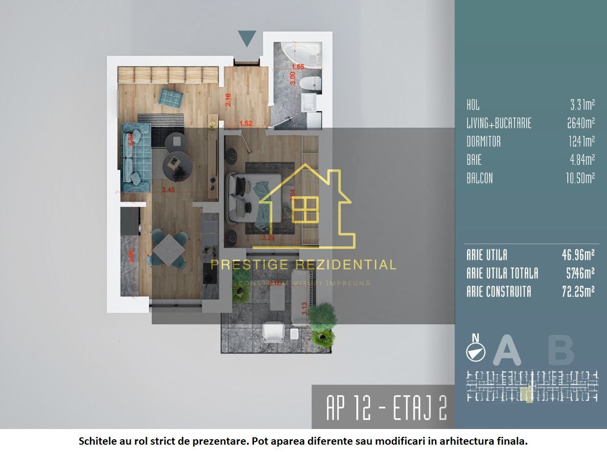 Apartament 2 Camere(Studio) ,Incalzire in Pardoseala,Titan-Auchan - Poză 1