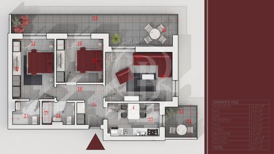 Apartament 3 camere FINALIZAT 100mp Loc parcare inclus - Schiță 18