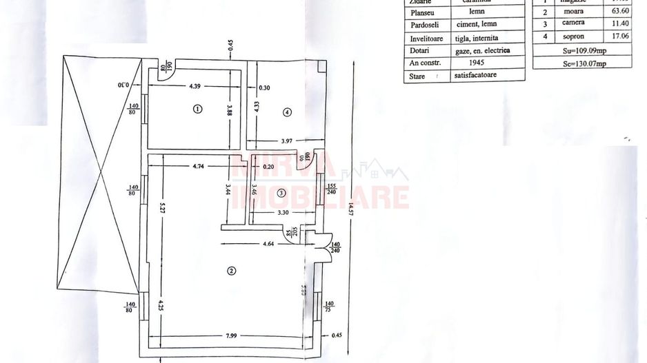 Teren intravilan 1.229 mp – Nedelea – 61,64 ml deschidere, Fosta Moara - Schiță 13