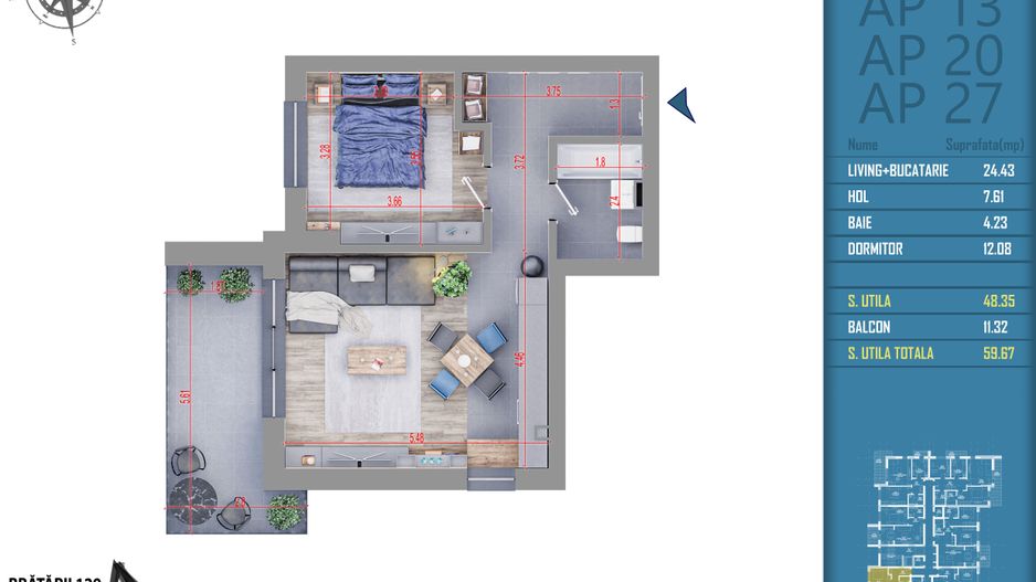 2 camere acte gata in o luna incalzire prin pardoseala Titan Pallady - Schiță 4