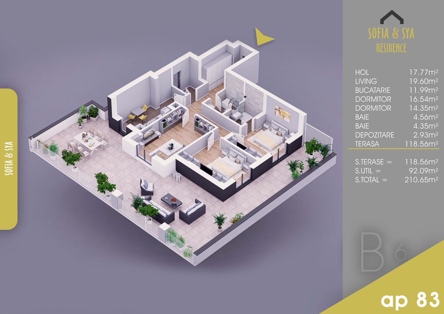 3 camere -terasa bloc finalizat mutare rapida Parcare Bonus - Schiță 9