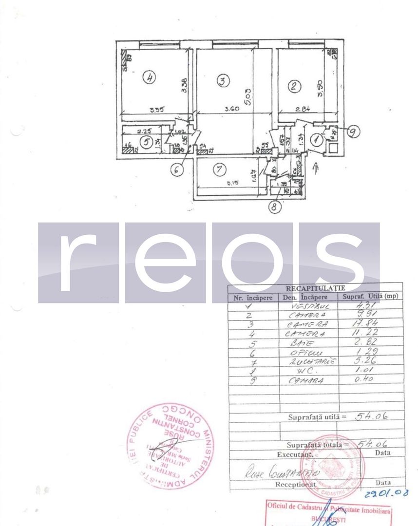 VANZARE 3 CAMERE | PIATA ROMANA | MOBILAT-UTILAT | 54MP | ETAJ 3 DIN 8 - Schiță 18