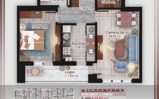 Ap 2 camere decomandat | Spațiu depozitare | Comision 0% - Schiță 14