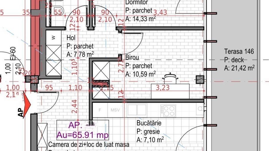 | Apartament cu 3 camere | CF | Bloc nou | 66.0 mp | Colonia Sopor | - Poză 2
