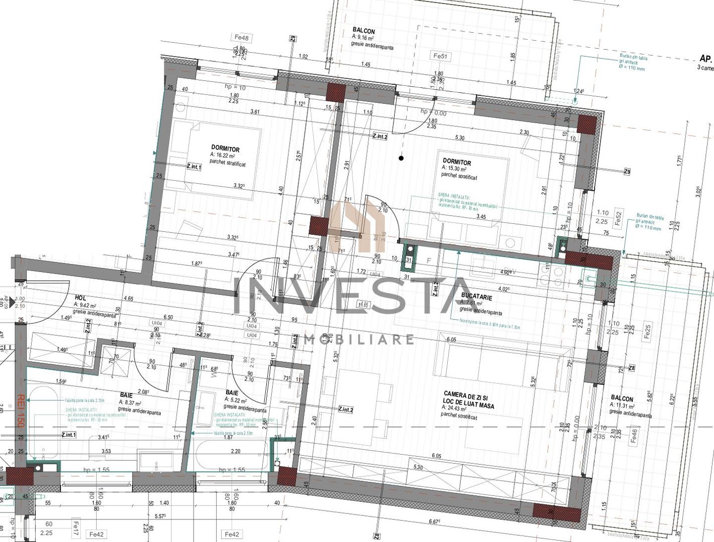 Apartament premium cu 3 camere, etaj intermediar, Centru zona Cipariu! - Schiță 2