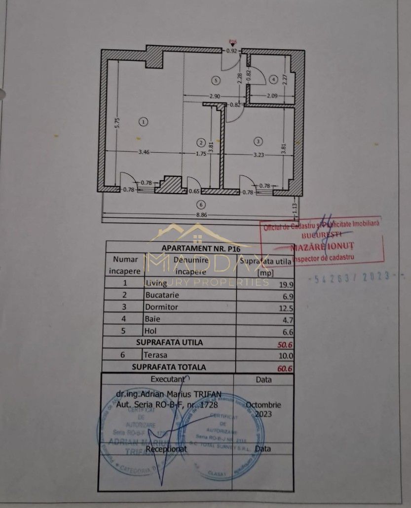 Apartament 2 Camere Decomandat | Central Address Residence | Parter Înalt - Schiță 7