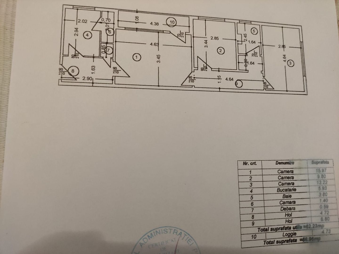 Apartament 3 camere Metrou Nicolae Grigorescu 67 mp - Schiță 13