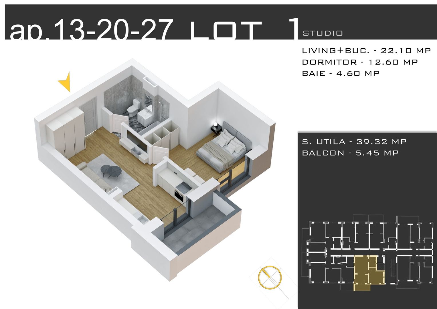 2 camere  -parcare inclusa -proiect nou -Pallady - Schiță 12