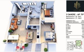 Apartament 3 Camere Fratelia bloc nou - Poză 3