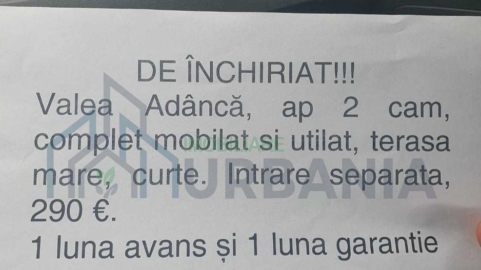 Apartament 2 camere de inchiriat, Valea Adanca, mobilat si utilat, terasa mare, curte, intrare separata, 290 Euro/luna - Poză 8