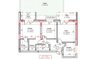 3 camere | Gradina Proprie | Metrou Nicolae Teclu | Pallady - Schiță 3